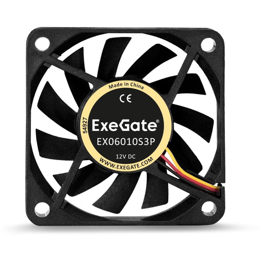 Вентилятор 12В DC ExeGate EX06010S3P 60x60x10 мм, Sleeve bearing (подшипник скольжения), 3pin, 2500RPM, 20.5dBA