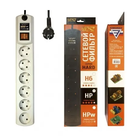 Сетевой фильтр Most HP 5м (6 розеток) белый в Санкт-Петербурге