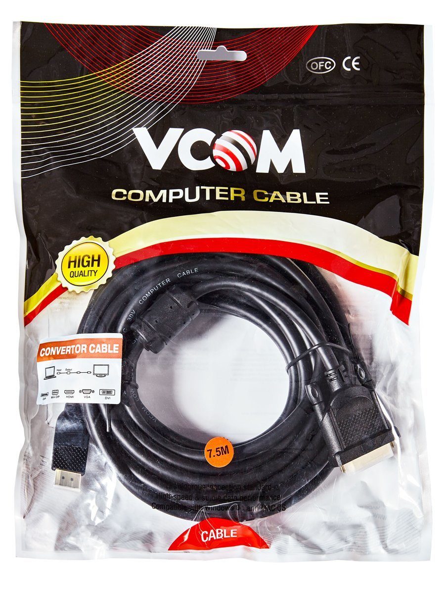 VCOM CG484GD-7.5M Кабель HDMI AM/DVI(24+1)M, 7.5м, CU, 1080P@60Hz, 2F, VCOM <CG484G-7.5M>