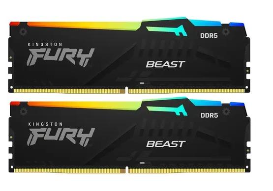 Модуль памяти Kingston 64GB U-DIMM DDR5 , 5600МГц, CL40 (Kit of 2) FURY Beast RGB