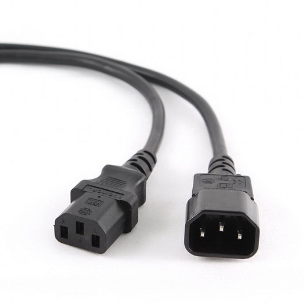 Кабель питания Cablexpert PC-189-1-3M, C13-C14, 3x1.0мм2, 16А, с заземлением, 3м, черный, пакет (PC-189-1-3M)