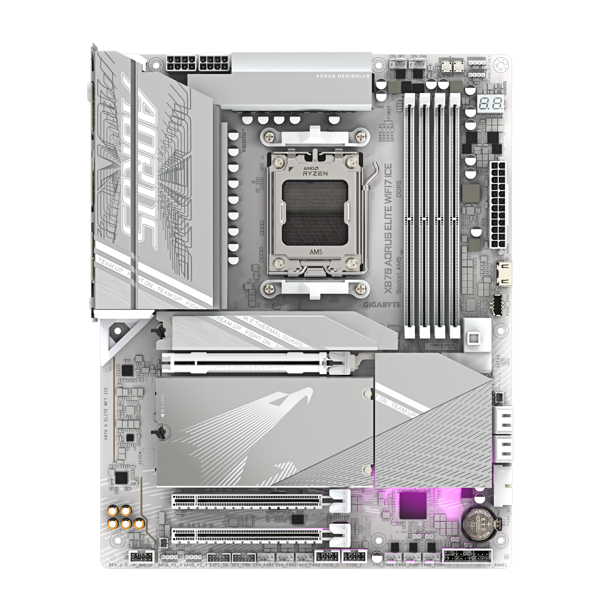Материнская плата Gigabyte X870 A ELITE WF7 ICE SocketAM5 AMD X870 4xDDR5 ATX AC`97 8ch(7.1) 2.5Gg RAID+HDMI