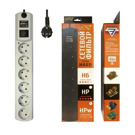 Сетевой фильтр Most HPw 2м (6 розеток) белый в Санкт-Петербурге