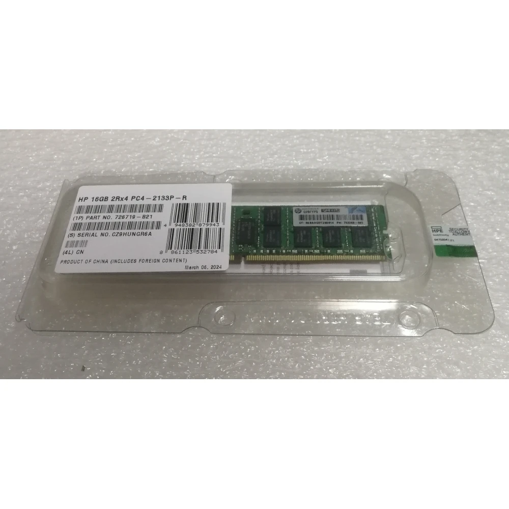 Оперативная память HPE 726719-B21 16G 2133MHz DDR4 RDIMM 2Rx4 PC4-2133P-R CAS-15 ECC Registered серверная 774172-001 752369-081 726719-B21