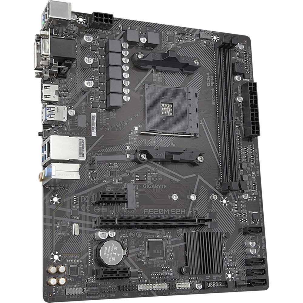 Материнская плата Gigabyte A520M S2H Soc-AM4 AMD A520 2xDDR4 mATX AC`97 8ch(7.1) GbLAN RAID+VGA+DVI+HDMI