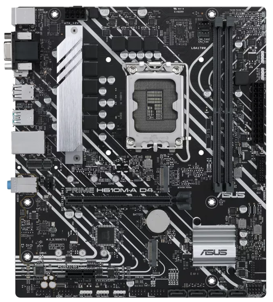 Материнская плата ASUS PRIME H610M-A D4-CSM, LGA1700, H610, 2*DDR4, D-Sub + DP + HDMI, SATA3, Audio, Gb LAN, USB 3.2*4, USB 2.0*6, COM*1 header (w/o cable), mATX ; 90MB19P0-M0EAYC (PRIME H610M-A D4-CSM)