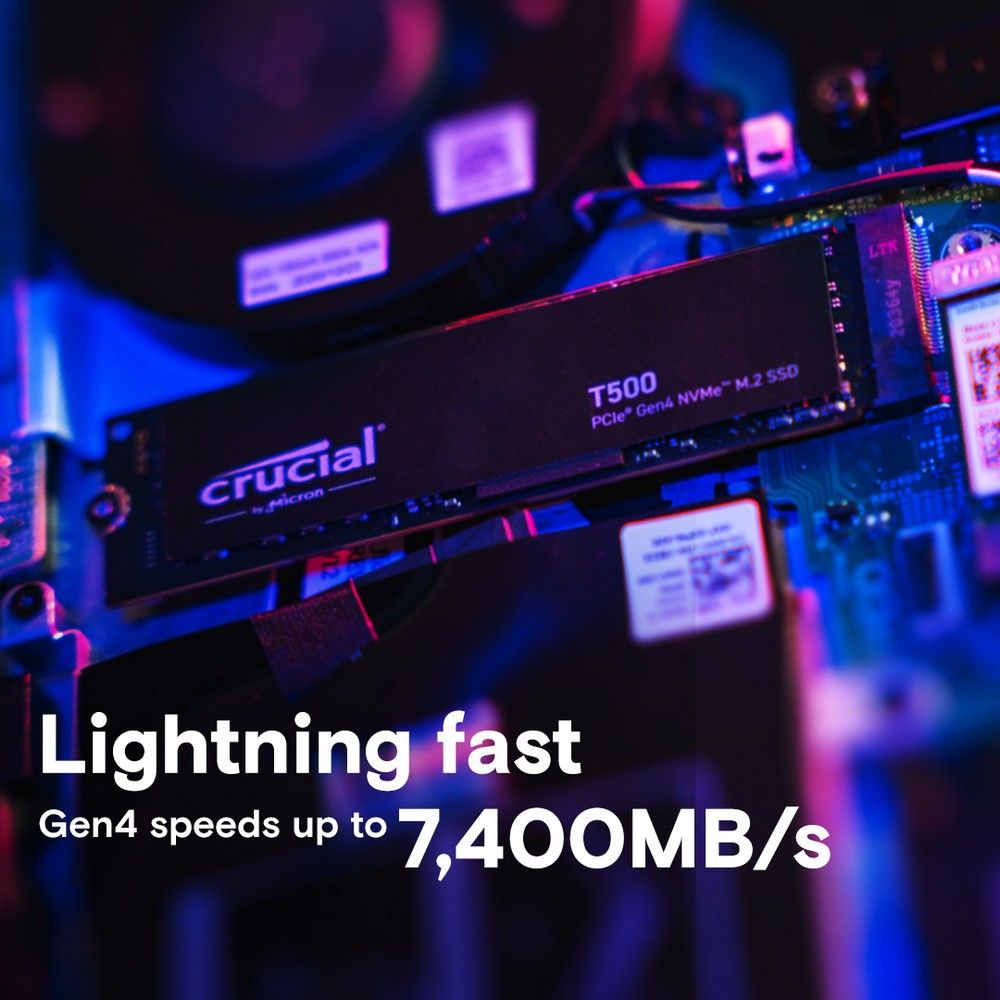 Твердотельный накопитель SSD Crucial T500 4TB PCIe Gen4 NVMe M.2 SSD CT4000T500SSD3