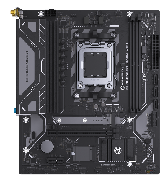 Материнская плата MAXSUN MS-Challenger B650M WIFI, AM5, B650, 2*DDR5, 3*SATA3, M.2, 4*USB 3.2, 2*USB 2.0, 1*PCIEx16, 1*PCIEx1, DP+HDMI, mATX (MS-Challenger B650M WIFI)