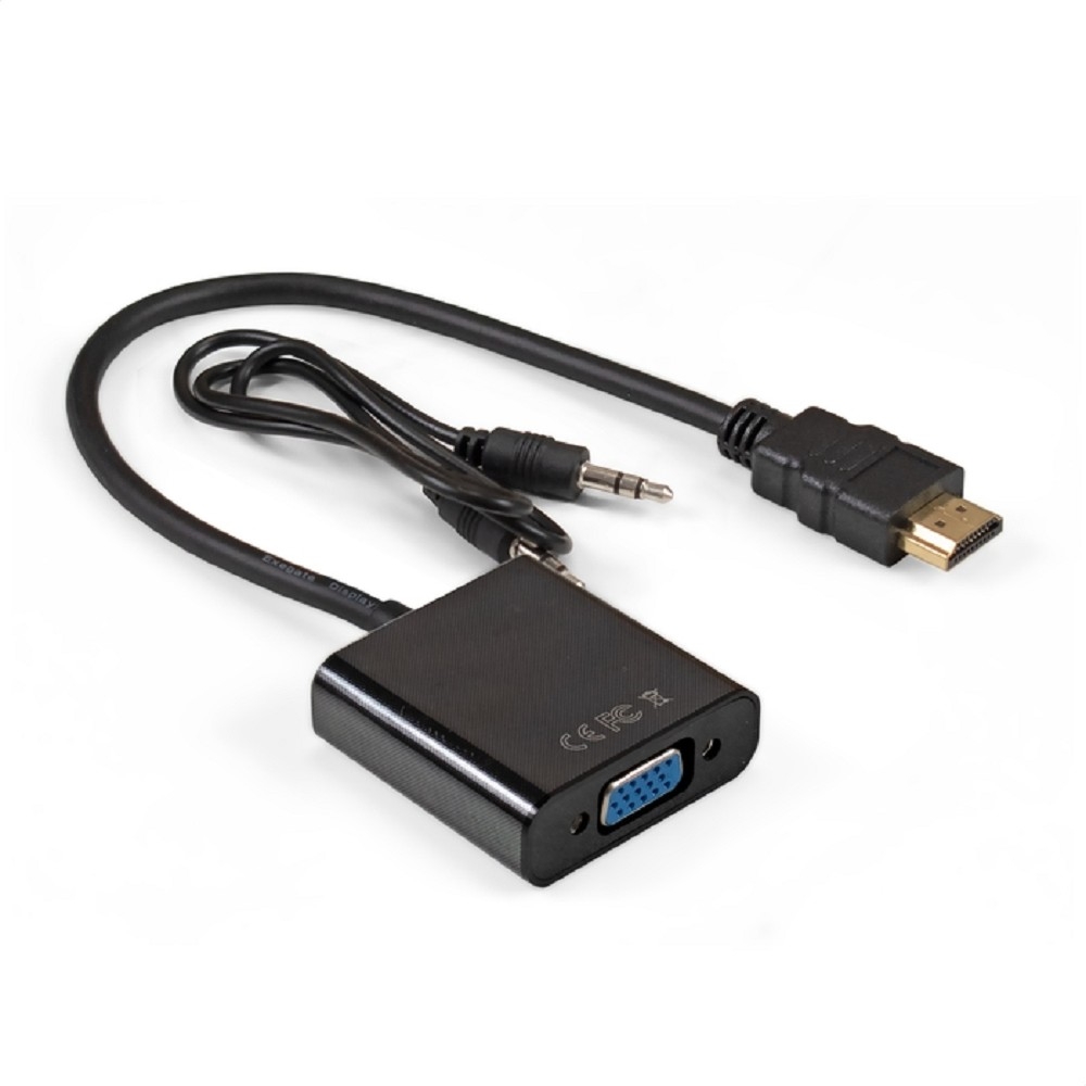 Exegate EX297588RUS Кабель-переходник HDMI-VGA ExeGate EX-HDMIM-VGAF-3.5JackS-0.3 (19M/15F, 0,3м + аудио 3.5mm Jack M 0,5м) Преобразователь цифрового HDMI сигнала в VGA видео и стерео-аудио