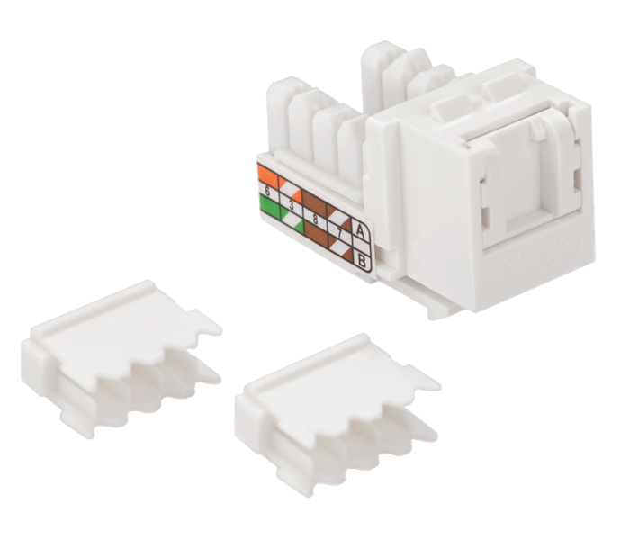 Модуль Keystone, RJ45, неэкранированный, кат.5E, со встроенной шторкой, 90 градусов, белый