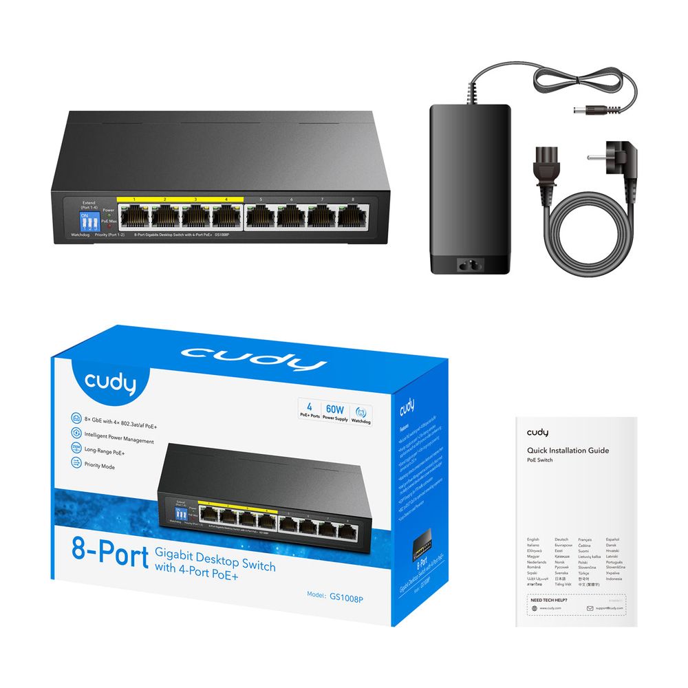 Коммутатор CUDY 8-Port Gigabit PoE+ Switch 60W
