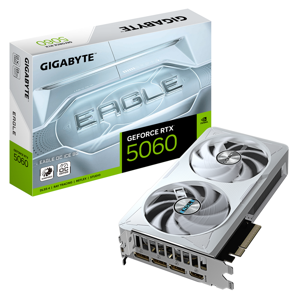 Видеокарта Gigabyte RTX5060 EAGLE OC ICE 8GB GDDR7 128bit 3xDP HDMI 3FAN RTL