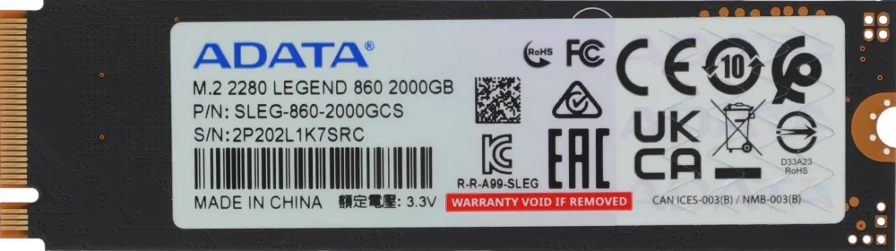 Накопитель SSD A-Data 2Tb Legend 860 (SLEG-860-2000GCS) в Санкт-Петербурге