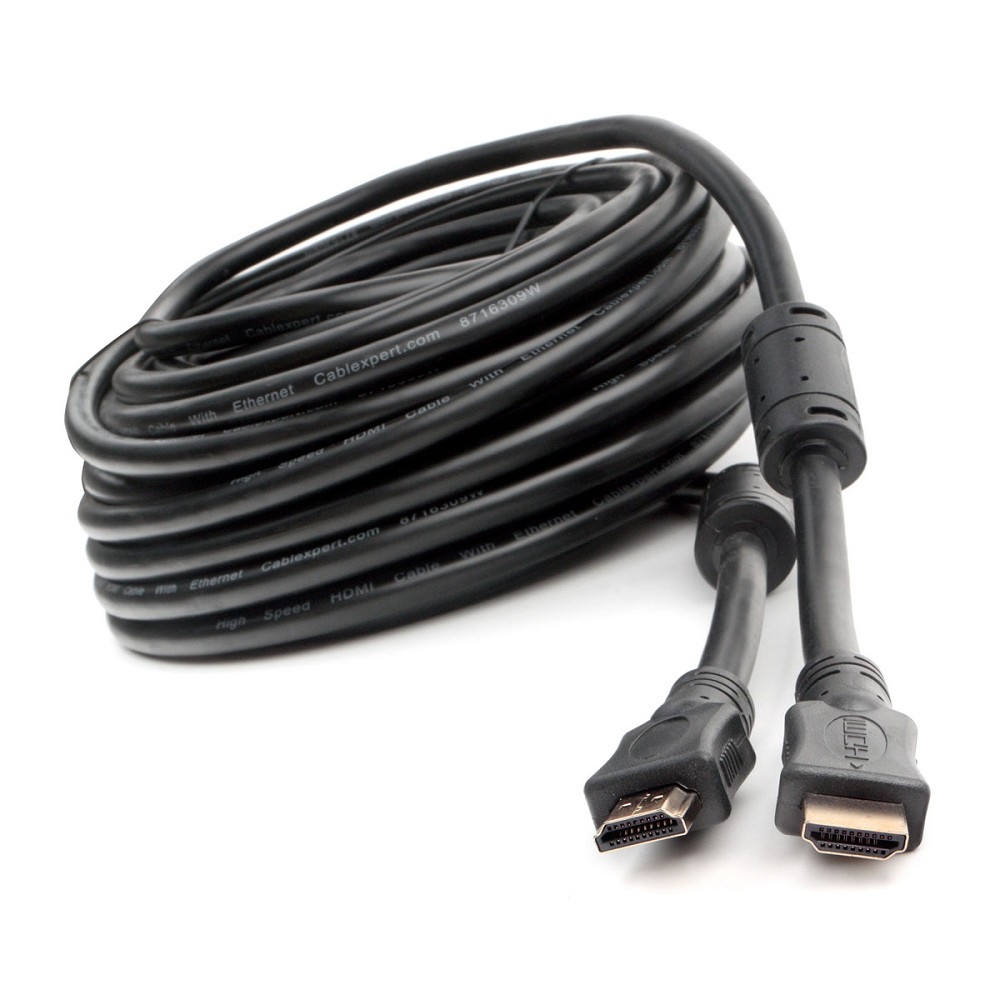 Кабель HDMI Cablexpert 19M/19M, v2.0, медь, позол.контакты, экран, 2 фер.кольца, 20м, черный, пакет (CCF2-HDMI4-20M)