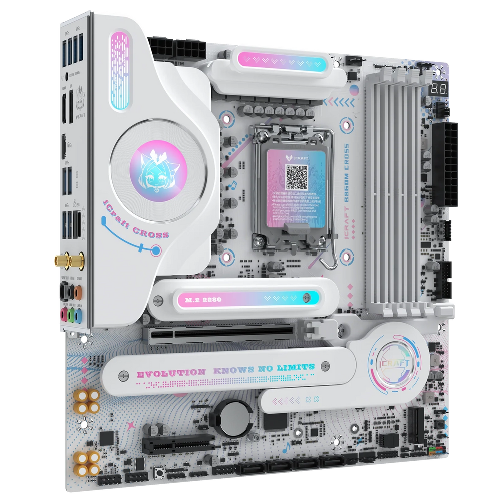 Материнская плата Maxsun MS-iCraft B860M CROSS B860, LGA1851, 4*DDR5, 1*PCIEx16, 1*PCIEx4, 3*M.2, 1*TypeC, 8*USB3.2Gen2, 2*USB3.2Gen1, 3*USB2.0, 4*SATA3.0, 5G, Type-C(DP), DP, HDMI, M-ATX, RTL