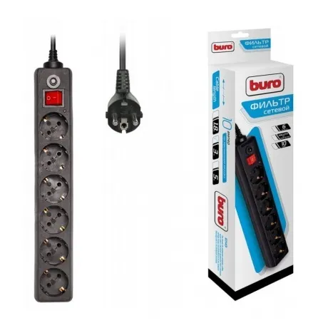 Сетевой фильтр Buro 600SH-3-B 3м (6 розеток) черный в Санкт-Петербурге