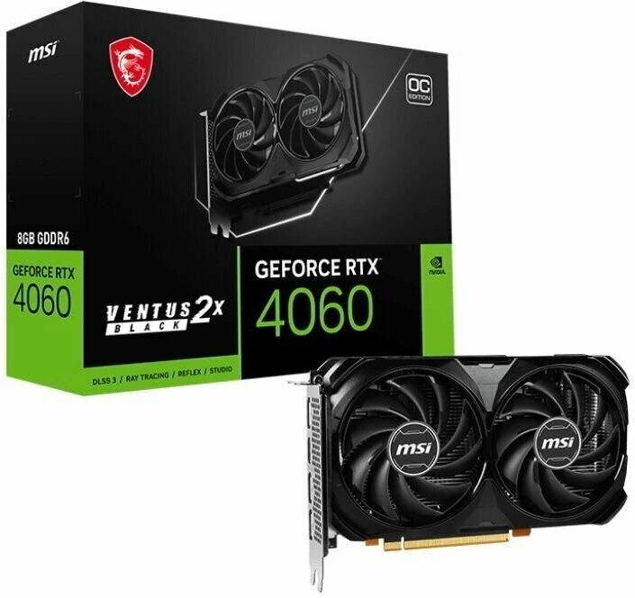 Видеокарта MSI NVIDIA GeForce RTX 4060 (RTX 4060 VENTUS 2X BLACK 8G)
