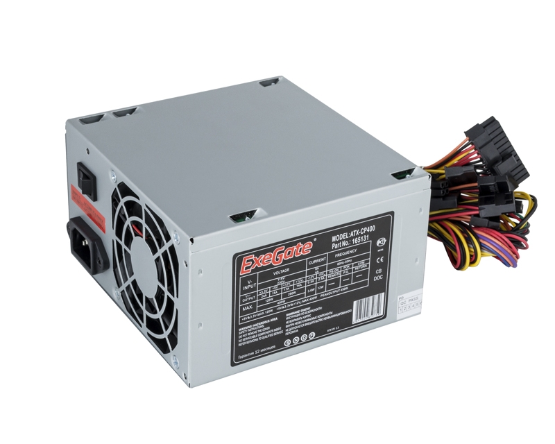 Exegate EX165131RUS Блок питания 400W ATX-CP400 OEM, 8cm fan, 24+4pin, 3*SATA, 1*FDD, 2*IDE