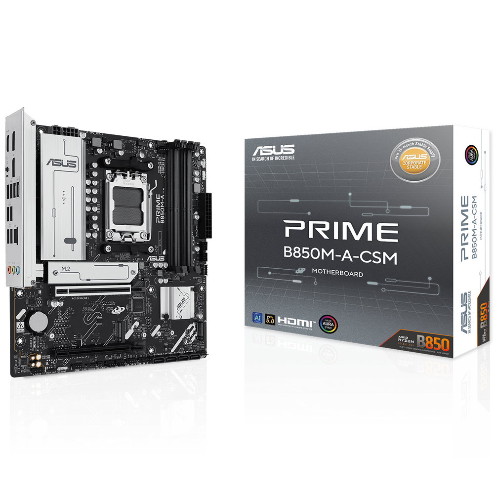Материнская плата ASUS PRIME B850M-A-CSM AM5 mATX 4xDDR5 2xPCIEx16 3xM.2 2xDP HDMI 2.5GLAN