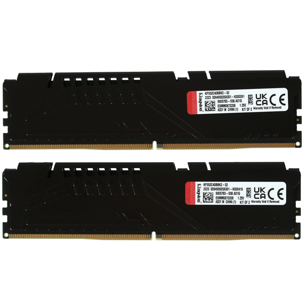 Модуль памяти DDR 5 DIMM 32Gb PC41600, 5200Mhz, Kingston FURY Beast Black CL40 (KF552C40BB2-3) (retail)