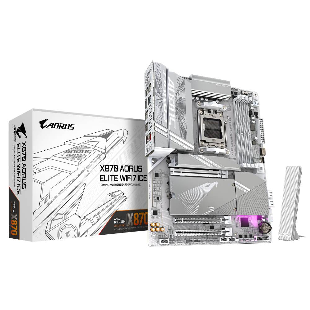 Материнская плата Gigabyte X870 A ELITE WF7 ICE SocketAM5 AMD X870 4xDDR5 ATX AC`97 8ch(7.1) 2.5Gg RAID+HDMI