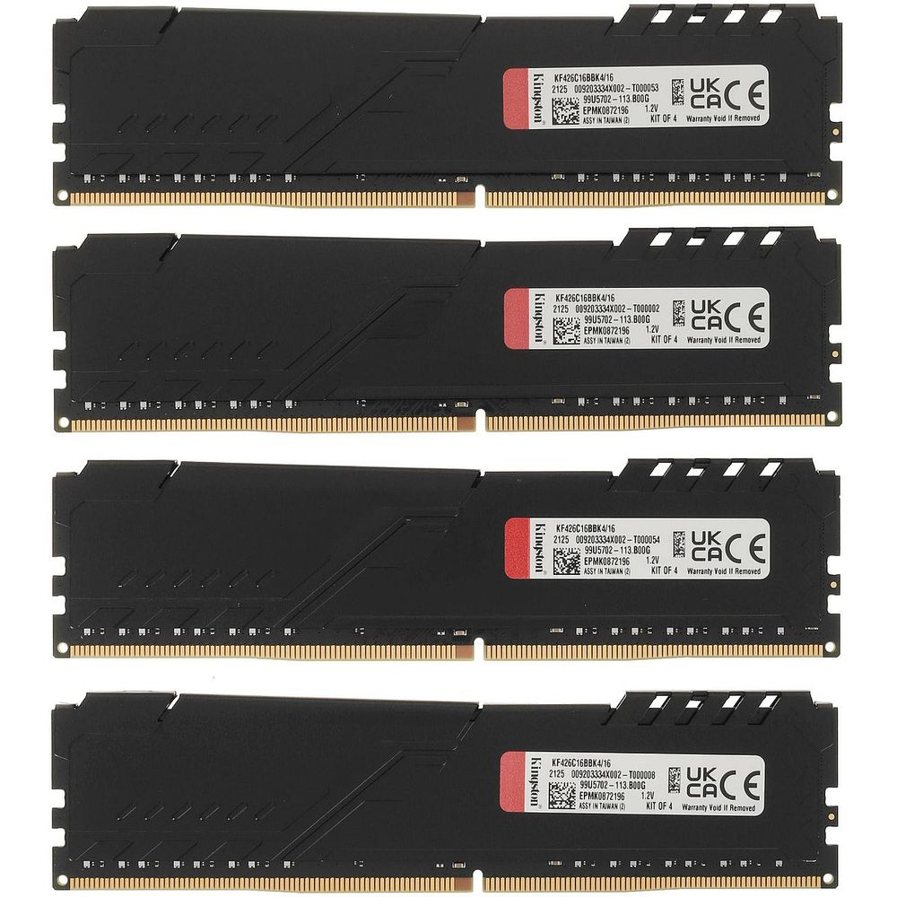 Модуль памяти Kingston OEM 16GB Kingston DDR4 2666 DIMM FURY Beast Black Gaming Memory KF426C16BBK4/16 Non-ECC, CL16, 1.2V, 512x8 Кит 4х4 , RTL oem