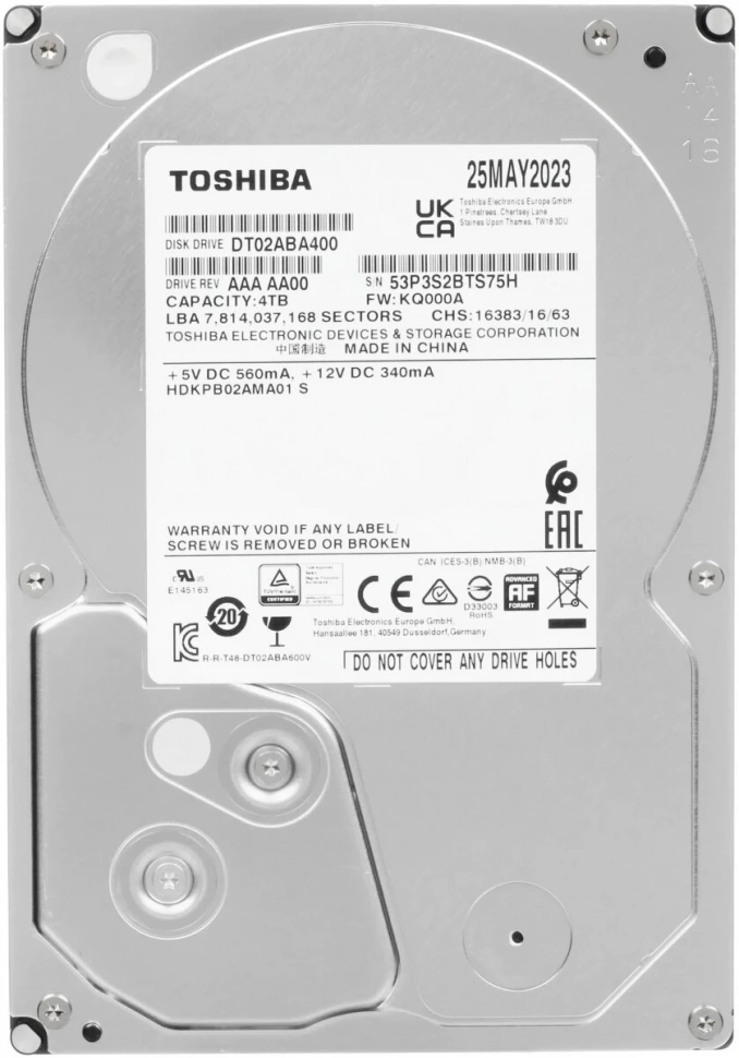 Жёсткий диск Toshiba DT02 4Tb (DT02ABA400)
