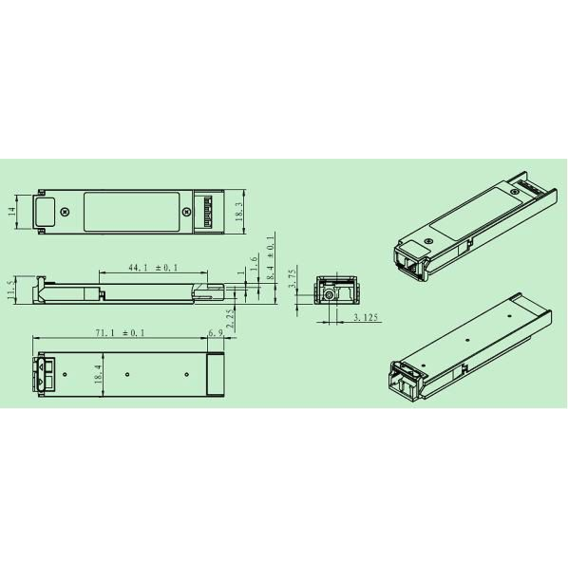 Модуль XFP WDM, дальность до 60км (21dB), 1330нм