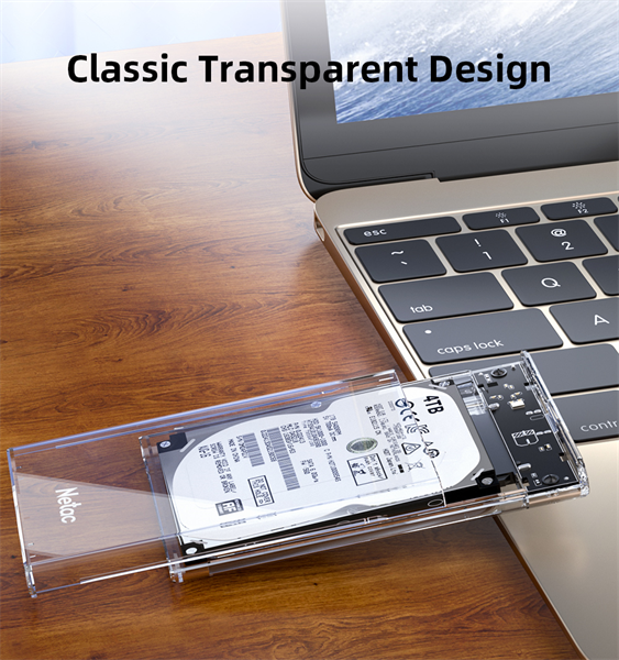 Внешний корпус для HDD/SSD Netac NT07WH11-30CC 2.5 SATA --> USB3.0 , скользящая прозрачная крышка, USB3.0 C --> C кабель