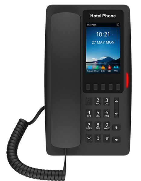 Гостиничный IP-телефон Fanvil H6W WIFI Hotel Phone HD voice 2 SIP Lines 5 Programmable Keys 1 USB port for charging 3.5" Color Screen 2.4GHz&5GHz,Wi-Fi 6 PoE Support PSU