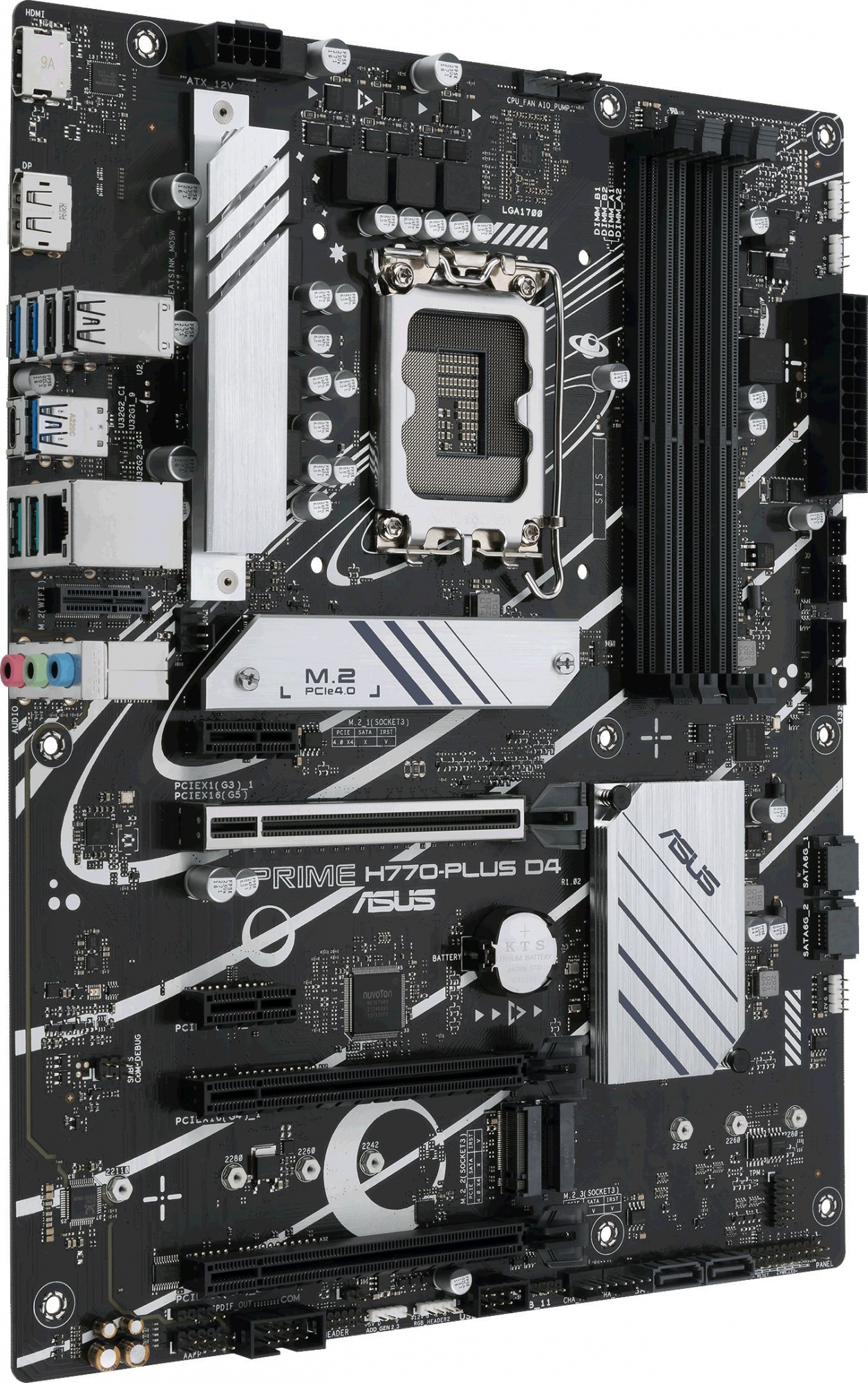 Материнская плата ASUS PRIME H770-PLUS D4, LGA1700, H770, 4*DDR4, HDMI+DP, 4xSATA3 + RAID, M2, Audio, Gb LAN, USB 3.2, USB 2.0, ATX; 90MB1CU0-M0EAY0 (PRIME H770-PLUS D4)