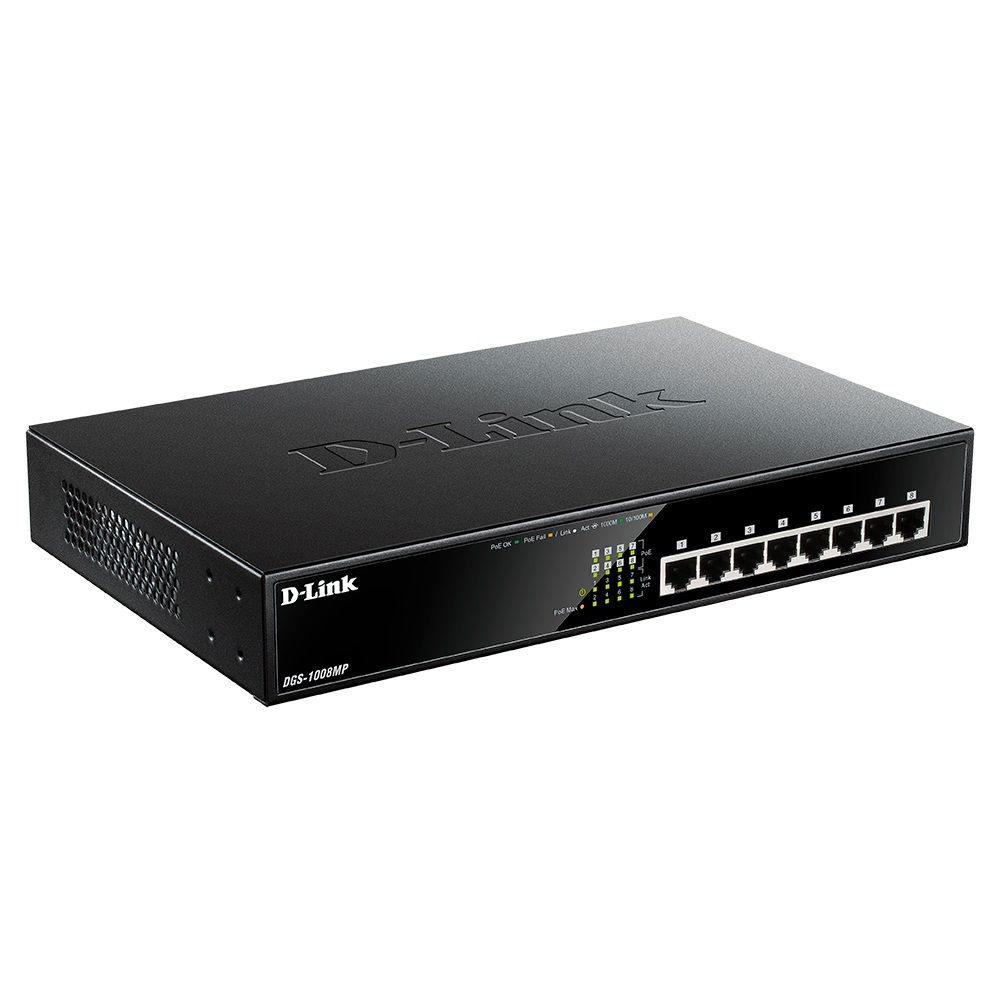 Коммутатор D-Link DGS-1008MP/B1A 8G 8PoE 125W неуправляемый