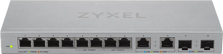 Коммутатор Коммутатор Zyxel XGS1010-12, 8xGE, 2x1/2,5GE, 2xSFP+, настольный, бесшумный (XGS1010-12-ZZ0102F)
