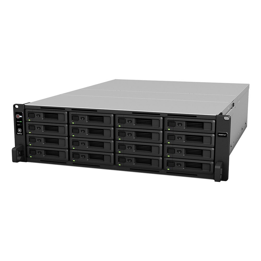 Система хранения данных Synology (Rack3U) 8C2,1Ghz/16Gb (64)/RAID0,1,10,5,6/upto16HP HDDs SATA(3,5'or2,5')upto 40 with 2xRX1217(RP)/2xUSB/4xGE+2x10GE/2xPCIe/iSCSI/2xIPcam(upto90)/2xRPS/no rail/5YW' repl RS4017xs+ (RS4021xs+)