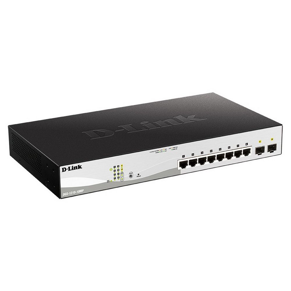 Коммутатор D-Link DGS-1210-10MP/F1A 8G 2SFP 8PoE 130W настраиваемый