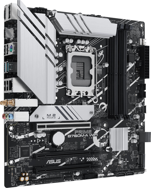 Материнская плата ASUS PRIME B760M-A WIFI, LGA1700, B760, 4*DDR5, HDMI+DP, 4xSATA3 + RAID, M2, Audio, Gb LAN, USB 3.2, USB 2.0, mATX; 90MB1EL0-M0EAY0 (PRIME B760M-A WIFI)