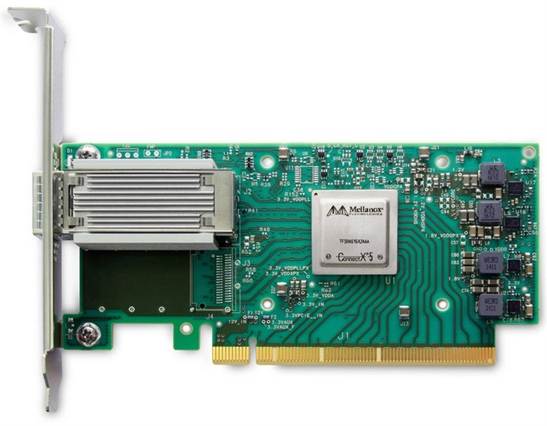 Адаптер Mellanox ConnectX-5 EN network interface card, 100GbE single-port QSFP28, PCIe Gen 3.0 x16, tall bracket, 1 year (MCX515A-CCAT)