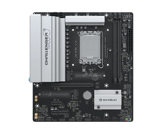 Материнская плата MAXSUN MS-Challenger Z890M, LGA1851, Z890, 2*DDR5, 3*SATA3, 2*M.2, USB 3.2, USB 2.0, Type-C, 1*PCIEx16, 1*PCIex4, 1*PCIex1, HDMI+DP, mATX