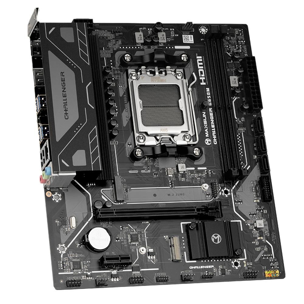 Материнская плата Maxsun MS-Challenger B650M V2 B650, AM5, 2*DDR5, 1*PCIEx16, 1*PCIEx1, 1*M.2, 6*USB3.2Gen1, 4*USB2.0, 3*SATA3.0, 1G, DP, HDMI, M-ATX, RTL