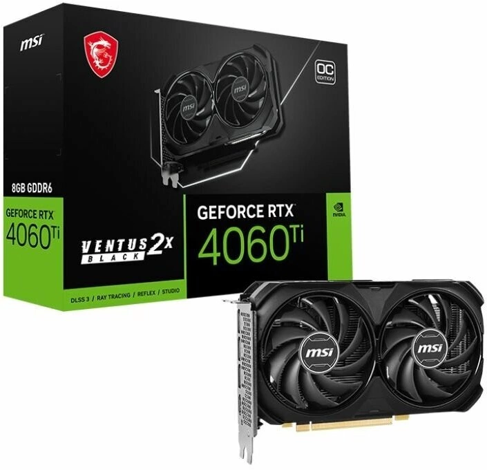 Видеокарта MSI GeForce RTX 4060Ti (RTX 4060 Ti VENTUS 2X BLACK 8G OC)