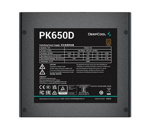 Блок питания Deepcool PK650D (ATX 2.4, 650W, PWM 120mm fan, Active PFC+DC to DC, 80+ BRONZE) RET (PK650D)