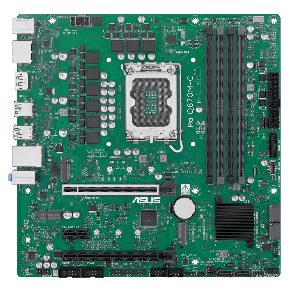 Материнская плата ASUS PRO Q870M-C-CSM LGA1851 mATX 4хDDR5 2хPCIEx16 PCIEx1 2xM.2 USB-C DP HDMI GLAN