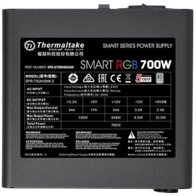 Блок питания Thermaltake Smart RGB 700W PS-SPR-0700NHSAWE-1