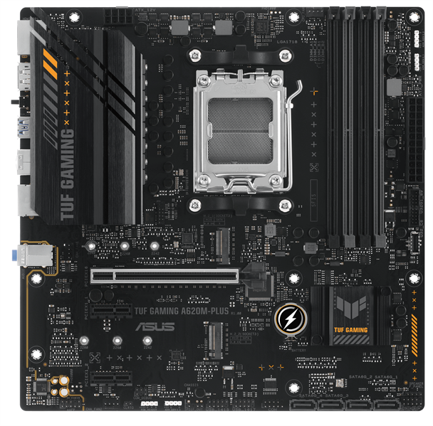 Материнская плата ASUS TUF GAMING A620M-PLUS, Socket AM5, A620, 4*DDR5, 2xDP+HDMI, 4xSATA3, 2xM.2, Audio, Gb LAN, USB 3.2, USB 2.0, mATX; 90MB1EZ0-M0EAY0 (TUF GAMING A620M-PLUS)