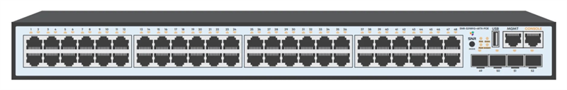 Коммутатор Управляемый PoE коммутатор уровня 2, 48 портов 10/100/1000Base-T с поддержкой PoE, 4 порта 1/10G SFP+, PoE 740 Ватт (SNR-S2989G-48TX-POE)