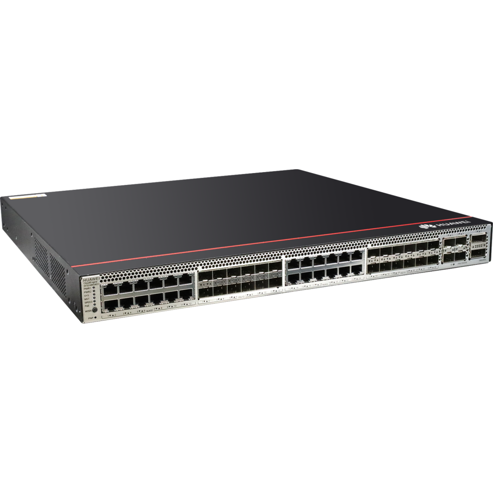 S5732-H48XUM2CC (24x100M/1G/2.5G/5G/10G Ethernet ports, 24x10GE SFP+ ports, 4x25GE SFP28 + 2x40GE ports or 2x100GE QSFP28 ports, 1xexpansion slot, PoE++, without power module)