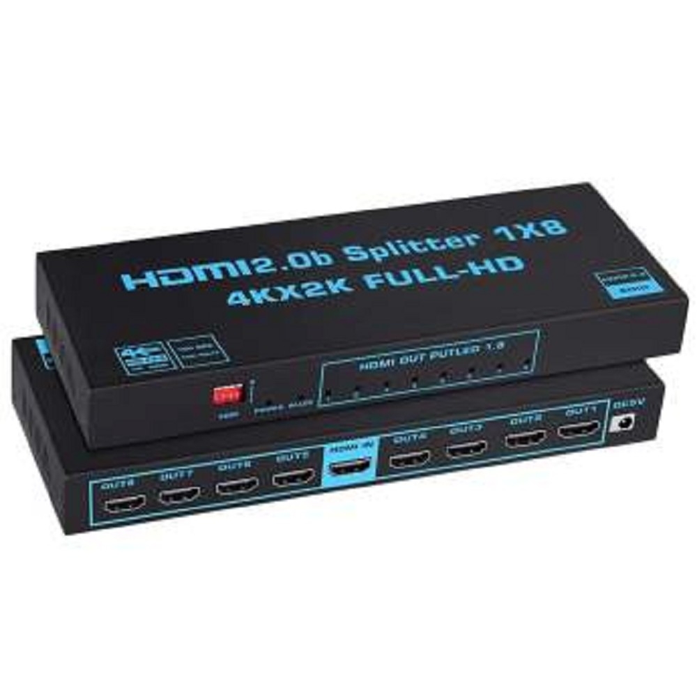 ORIENT HSP0108HL-2.0, HDMI разветвитель 1->8, UHD 4K/60Гц (3840x2160), HDR10, HDMI 2.0b, 18 Гбит/с, HDCP 2.2, EDID управление, внешний БП 5В/3А, метал.корпус (33254)
