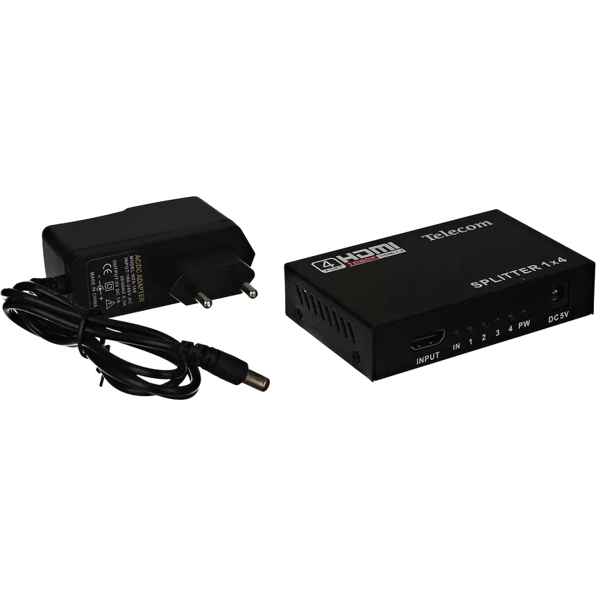 Разветвитель HDMI 1=>4 , каскадируемый , 1.4v+3D Telecom <TTS5020> VCOM Разветвитель Telecom HDMI F/4 x HDMI F (TTS5020)