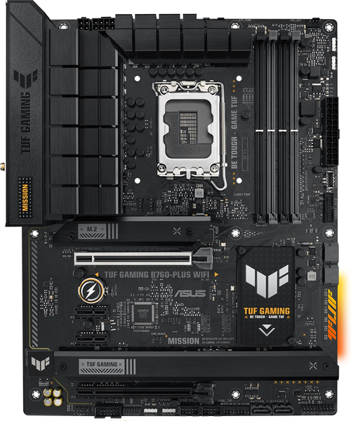 Материнская плата ASUS TUF GAMING B760-PLUS WIFI, LGA1700, B760, 2*DDR5, HDMI+DP, 4xSATA3 + RAID, M2, Audio, Gb LAN, USB 3.2, USB 2.0, ATX; 90MB1ER0-M0EAY0 (TUF GAMING B760-PLUS WIFI)