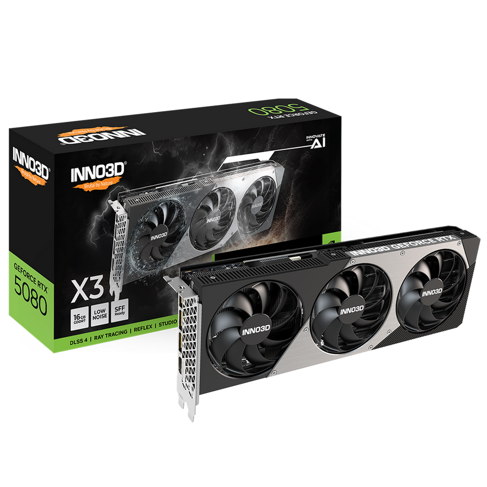 Видеокарта INNO3D RTX5080 X3 16GB GDDR7 256bit 3xDP HDMI 3FAN RTL